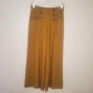 Zara - Mustard High Waist Wide Leg Button Front Pants - Sz XS